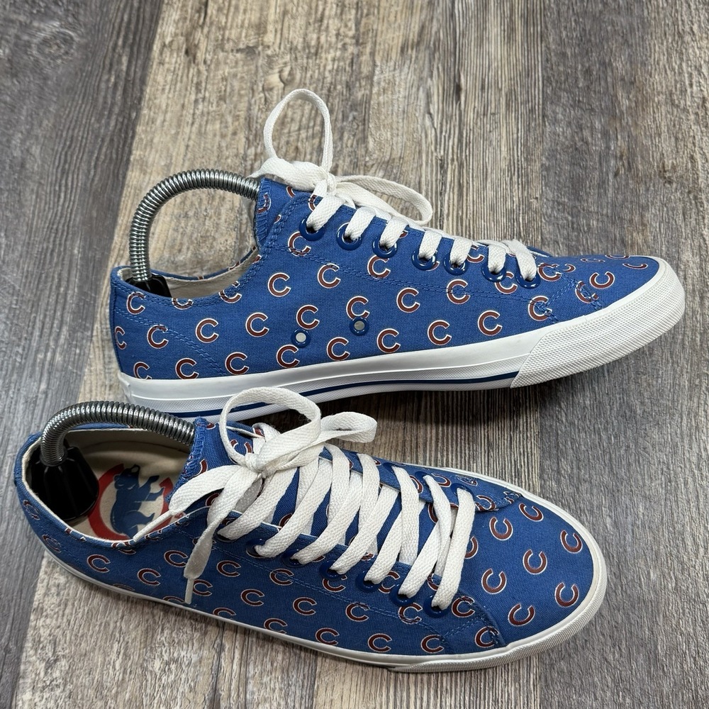Chicago Cubs Shoes Row One Canvas Victory Sneakers Blue All-Over Logo M8‎ / W9.5 - Picture 4 of 11